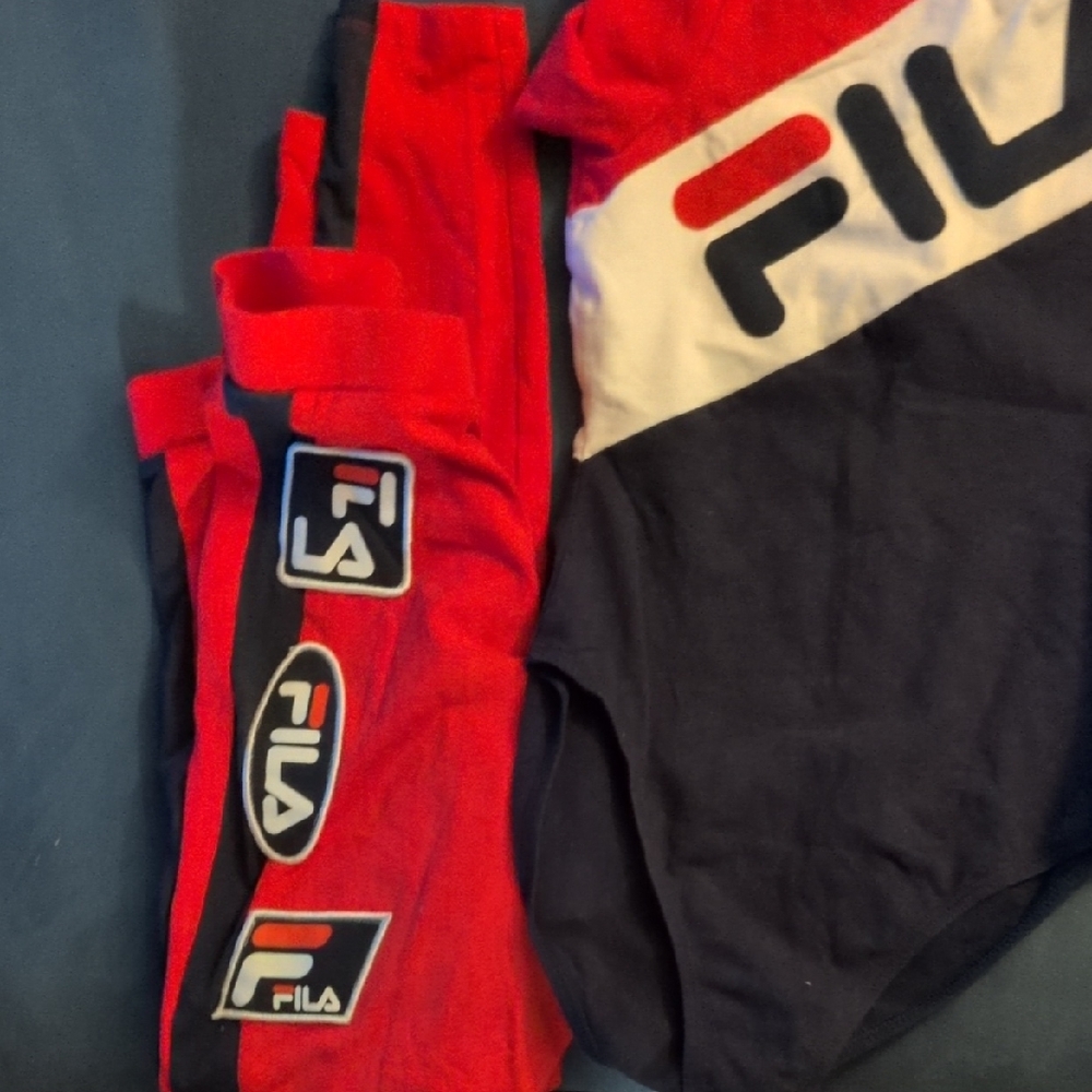 FILA Women's Bold Red and Black Legging